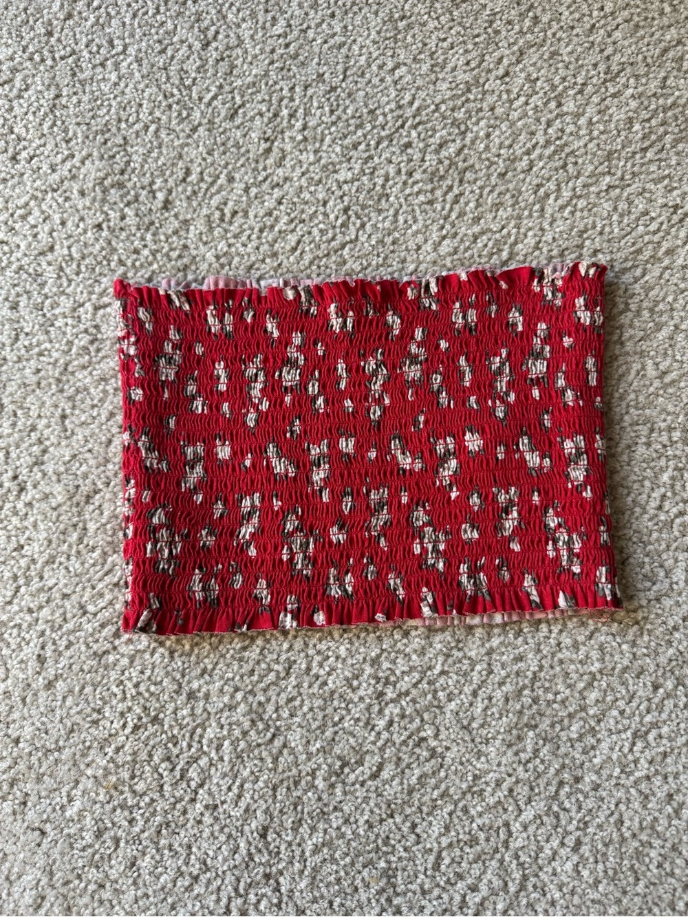 Garage Red Floral Smocked Tube Crop Top sexy casual strapless y2k